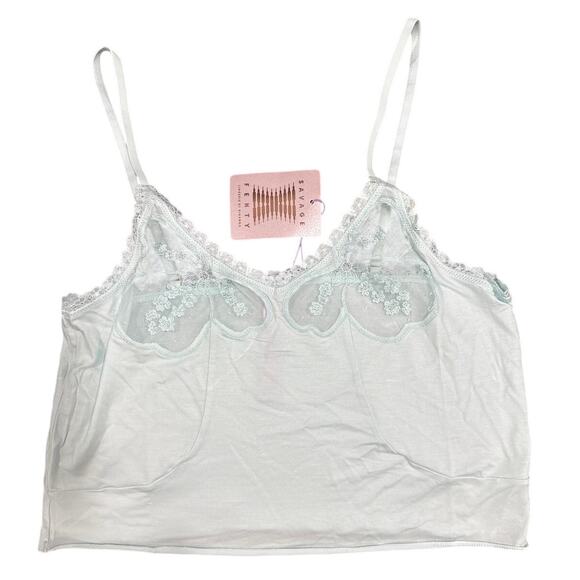 Savage X Fenty Lace Curvy Cami Sleepwear - Seashell Blue - Size: Small - Picture 1 of 6